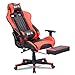 Remaxe Sedia Gaming Gioco Sedie da Ufficio Girevole Ergonomica Poggiapiedi Retrattile Poltrona di PU, poggiatesta e Cuscino massaggiante Lombare,Rosso