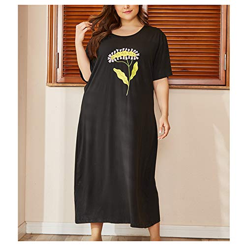 Chemise de nuit grande taille femme pyjama col rond longue maison de nuit
