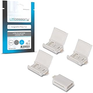 Litcessory 6-Pin to Cut-End Connector for Philips Hue Lightstrip Plus (4 Pack, White - Micro 6-PIN V4)