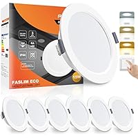 ALUSSO LED Panel Downlights 15W Slim Empotrable Luces de Techo Blanco Cálido 3000K Blanco Neutro 4000K Blanco Frío 6500K Ajustable IP44 Focos Impermeables Para Baño Cocina Sala de Estar, 6 Unidades