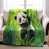 Aquarell Tier Panda Kuscheldecke GrüN 130x170 cm Fleecedecke Flauschige Decke Weich Warme Wolldecke Sofadecke Wohnzimmer Überwurf Tagesdecke