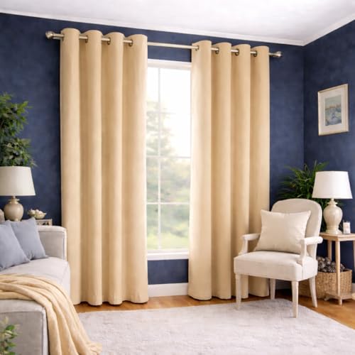 Image of Blackout Curtains for Bedroom Pack of 2 - Beige 5 Feet Long, 4.5 Ft Wide, Thermal Insulated Room Darkening Curtains, Light Blocking, Noise Reducing & Energy Saving Drapes (5 x 4.5 Ft)