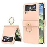 Compatible with Galaxy Z Flip 4 Case with Hinge Protection & Ring Kickstand,Slim and Thin Protective