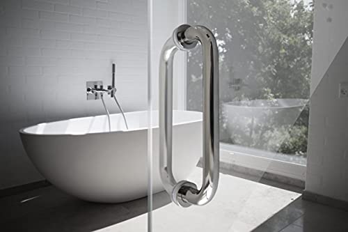Ckb 8" Back To Back Pull Shower Door Handle Compatible With 1/4" To 1/2" Thickness Glass Door For Frameless Shower Doors, Polished Steel With 304 Stainless Steel #TOP3