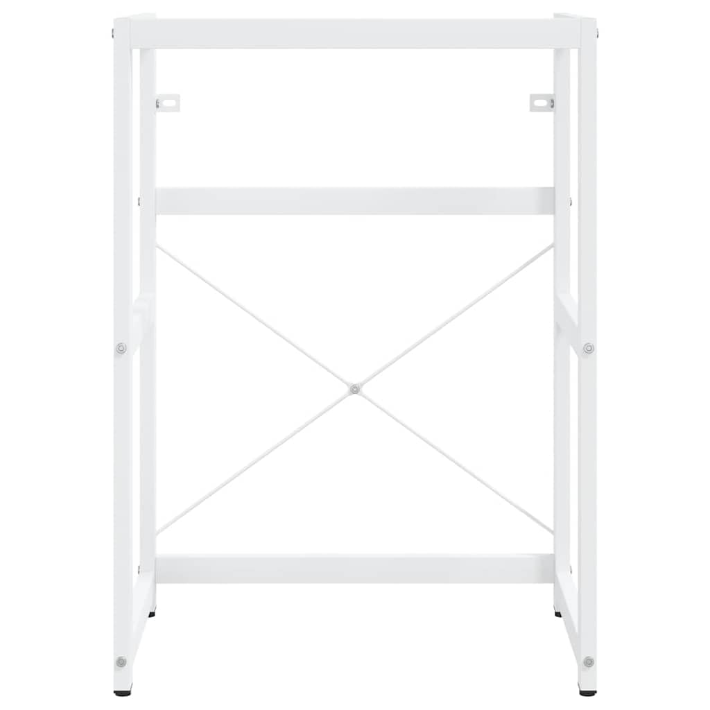 Waschtischgestell Badezimmer Weiß 59 x 38 x 83 cm, pulverbeschichtetes Eisen, Waschbeckenständer mit Wandhalterung, platzsparender Stauraum für Waschplatz und Gäste-WC