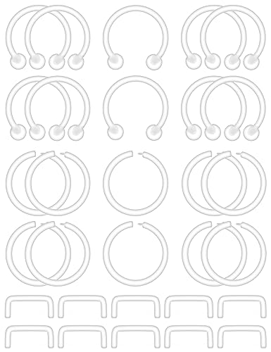 Ftovosyo 30pcs 14G 16G Septum Retainer Plastic Clear Septum Ring Flexible Septum Piercing Jewelry for Work Sport Surgery MRIs
