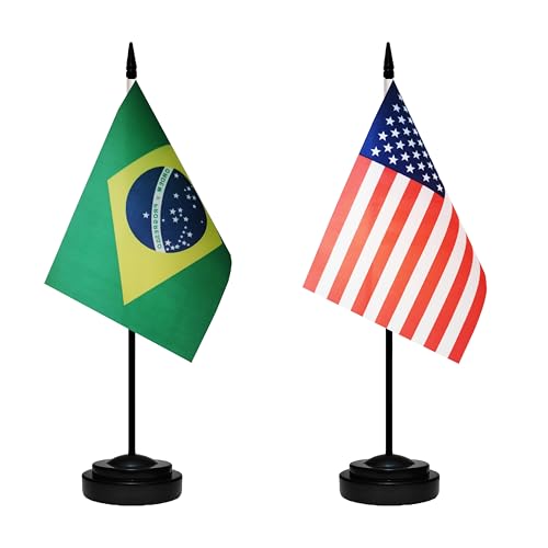 Bandeiras de mesa brasileiras americanas e brasileiras, bandeira de mesa dos EUA Brasil, pequena ban