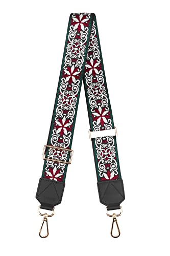 Image of BAKKO Purse Strap Replacement Top Grain Genuine Leather Ends Gold Metal Hardware 2 inch Wide Shoulder Strap for Crossbody Bags Handbags Messenger Duffel Bags Adjustable Length from 35 inch to 58 inch - Mandala