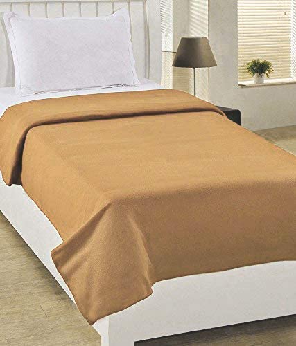 TRUE VALUA Attractive 150TC Solid Polar Single Fleece Blanket (60 * 90) for AC & Summer (Camel, Single)