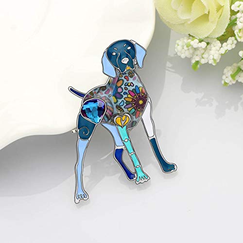 Image of WEVENI Enamel Alloy Rhinestone Great Dane Dog Brooch Pins Scarf Suit Dress Jewelry Gifts for Women Lady Girl (Blue)