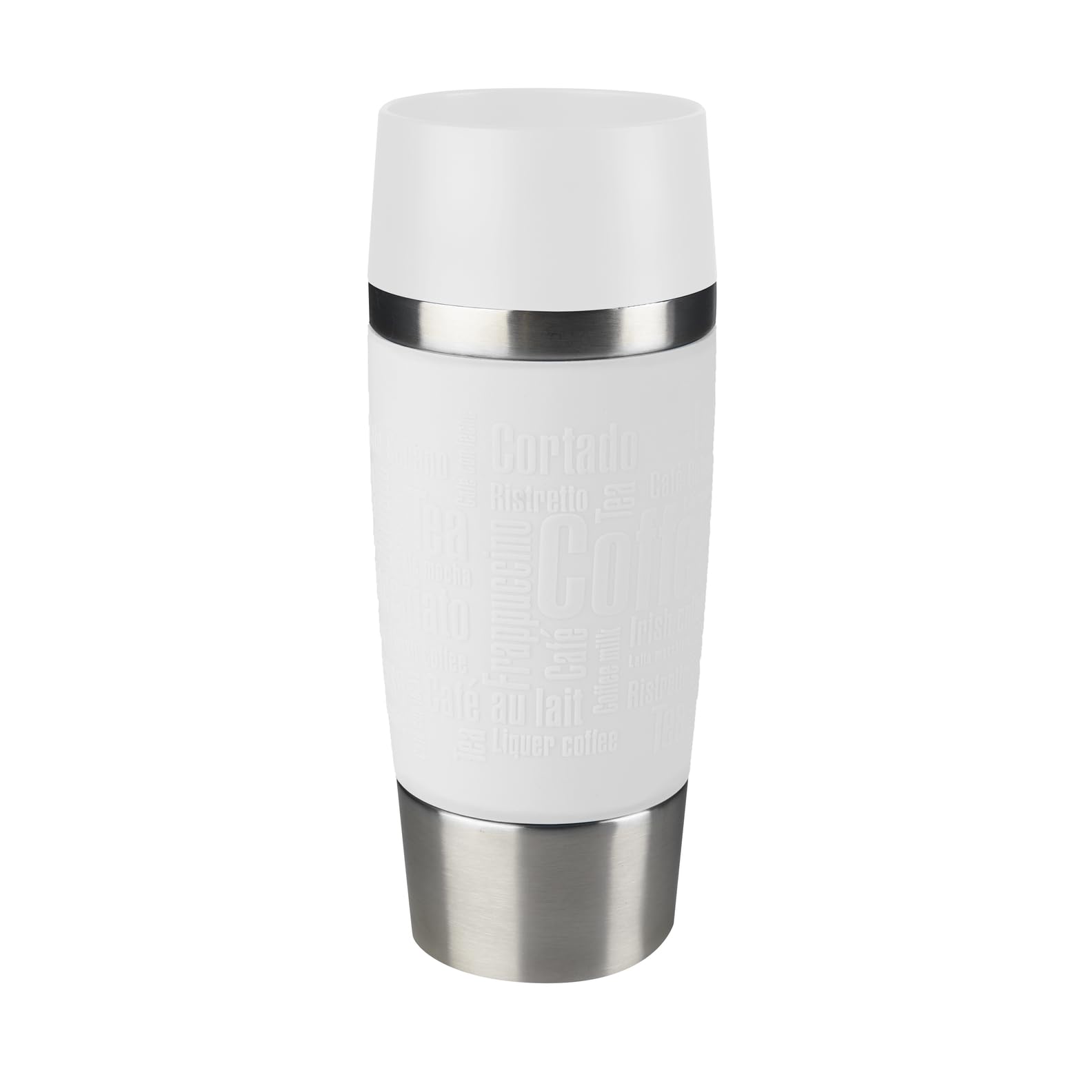 Emsa 515108 Travel Mug Clasic Thermo-/Isolierbecher |Fassungsvermögen: 360 ml | hält 4h heiß/ 8h kalt | 100% dicht | Quick-Press-Verschluss | 360°-Trinköffnung | Weiß