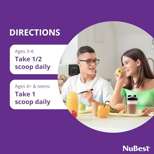 Image of NuBest Tall Protein Powder for Kids & Teens - Whey Protein Powder - Chocolate Protein Powder Shake with Probiotics, Omega 3-6-9, Vitamin D3 + K2, Calcium, Vitamin - 30 Servings | 1 Month Supply