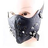 EDMISU Rivet Leather mask Half Face Wind Protector Studded Vented Strap Party PU Leather Masquerade...