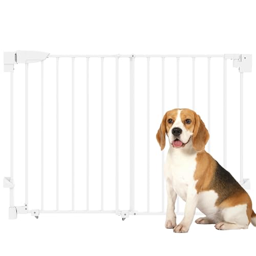 PawHut Treppenschutzgitter Türschutzgitter 74,5-111,5cm Kinderschutzgitter mit Auto-Close, Beidseitige Einhand Öffnung, Türgitter für Kinder, Haustiere, Hundegitter für Treppen, Türen, Weiß