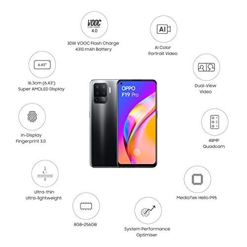 Image of OPPO F19 Pro (Fluid Black, 8GB RAM, 256GB Storage) with No Cost EMI /Additional Exchange Offers