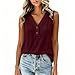 Lmdudan Boho Linen Tank Tops for Women Button Front Loose Fit Lightweight Tees Fashion Summer Vacation Beach Shirts 2026 Red