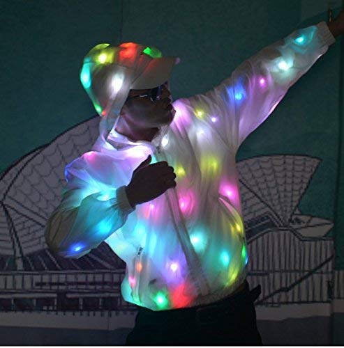 Mens Womens Led Flash Light Rave Jacket Baseball Hoodies Sport Outwear Party Costume Fancy Dress Plus Size #TOP3