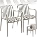 Produktbild tectake® Gartenstühle stapelbar, Gartenmöbel Set, Balkon Möbel, Bistro Set, Sessel, Outdoor Möbel, Balkonmöbel, Terrassenmöbel - Taupe, 2er Set