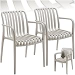 Tectake Gartenstühle Taupe stapelbar (2er-Set)