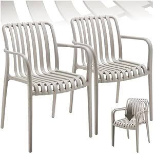 Tectake Gartenstühle Taupe stapelbar (2er-Set)