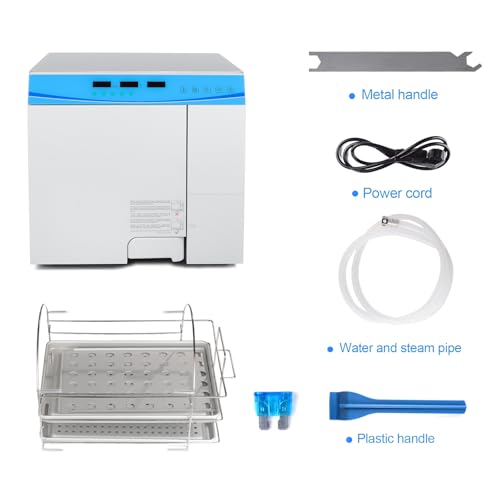 EustomA Steam Sterilizer 18L/23L(4.75/6.08Gal) Class N Thermal Semi Automatic Autoclave Two Sterilization Programs Temperature and Pressure Overload Protection Safety Lock for E0718A/E0723A (18L)