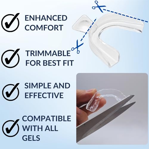teeth whitening trays moldable 4-pc bleaching trays for teeth whitening with 2 slim retainer cases - comfortable thin design for tooth bleach compatible with opalescence gel not included