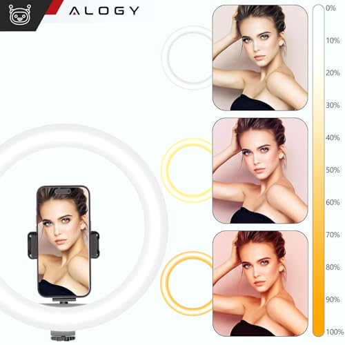 Alogy Lampa Pierścieniowa Led Alogy 10 Cal Fotograficzna Ring Do Makijażu Statyw Do Biurka Blatu Czarny