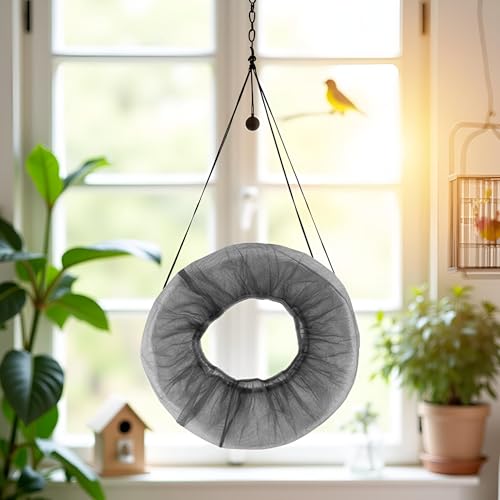 Image of Black Bird Cage Seed Catcher Guard Parrots Mesh Net Cover Stretchy Soft Airy Fitting Skirt for Indoor Outdoor Feeders Bird Seed Catcher Net Large for Indoor Feeders Birdcage Cover Mesh Skirt