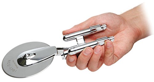 ThinkGeek Star Trek Enterprise Pizza Cutter - Laser-Etched Stainless-Steel Blade with Solid Zinc-Alloy Chromium-Plated Body