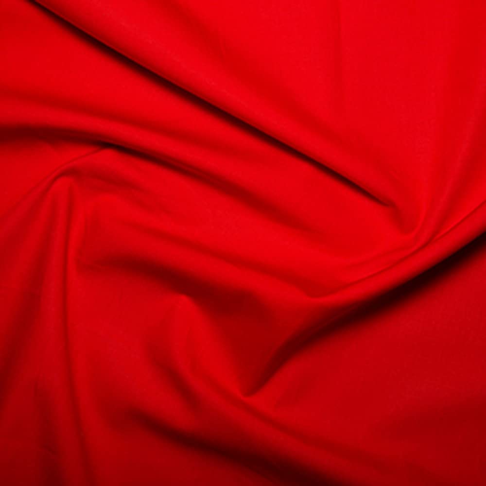 Glamour Secrets Bright Red 100% Cotton Poplin Fabric - Plain - Craft Fabric Material Metre