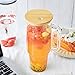 FECBK Glass Cups with Lids and Straws 40 oz Glass Tumbler with Straw and Lid 2 Pack Glass Tumbler with Handle Wide Mouth Iced Coffee Cups for Smoothies, Soda, Tea, with Bamboo Lids
