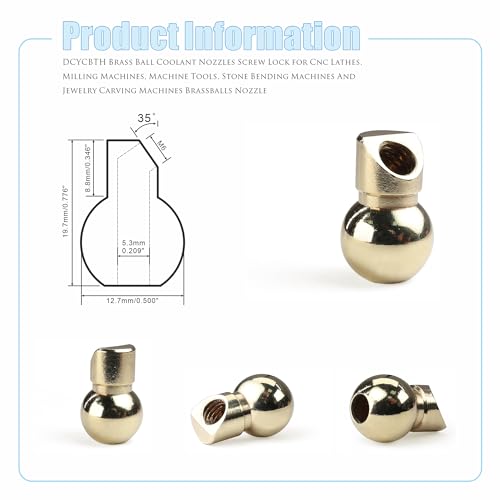 Image of 10 PCS M6 12.7MM Brass Ball Coolant Nozzles Screw Lock for Cnc Lathes, Milling Machines, Machine Tools, Stone Bending Machines And Jewelry Carving Machines Brass Ball Coolant Nozzles