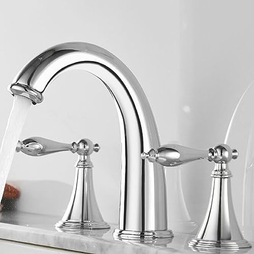 Robinet mitigeur 3 trous de salle de bain laiton chrome anti calcaire durable
