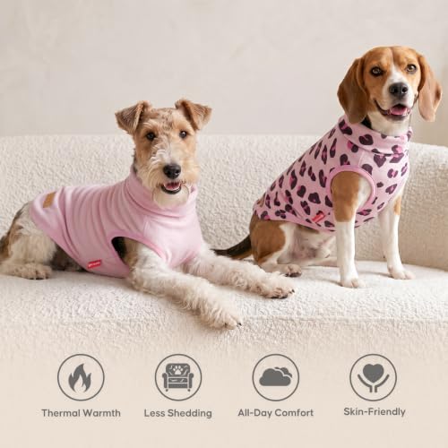 Image of KYEESE 2Pack Dog Sweater for Medium Dogs Fleece Sweatshirt, Pink Leopard