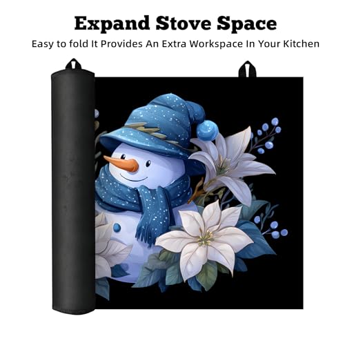 Image of Christmas Multi-Design Stove Cover for Glass /Electric Stoves - 3-in-1 Heat-Resistant Protector Mat, Non-Slip Drying Rack 28 inchx20 inch