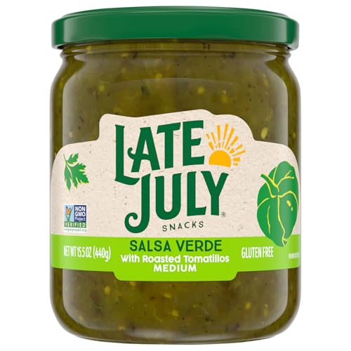 Late July Organic Medium Salsa Verde With Roasted Tomatillos, Gluten Free & Non-Gmo, 15.5 Ounce (Pack Of 12)