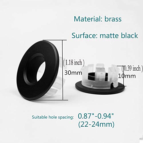 NSODOO Basin Trim for Sink Overflow Cover Brass Insert in Hole Round Plugs Matte Black 2pcs - Image 3