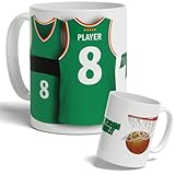 DEREGALOOS Taza Personalizada Baloncesto ACB con Nombre y Número. Diseño Tipo Camiseta Inspirado en Equipos Nacionales. Regalo para Fans del Basket. Taza Niño, Niña, Hombre o Mujer (Juventut Badalona)