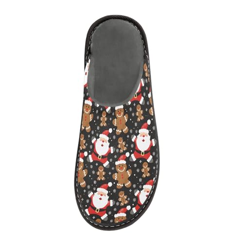 Slippers for Women Cookie Man Santa Claus Pattern Soft Winter Warm Shoes Indoor Outdoor Non-Slip House Travel Slippers3