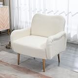 Homtique Teddy Fabric Accent Chair, Modern Living Room Chair Armchair with Gold Legs, Comfy Upholste