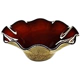 Höhe: ca. 14 cm Schale Obstschale Konfektschale Art Queen Lila Braun D 35 cm Handgeformte und Mundgeblasene Glasschale