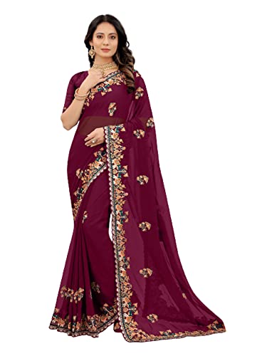 Sari indien Georgette opaque et léger résolvant le manque d'élégance
