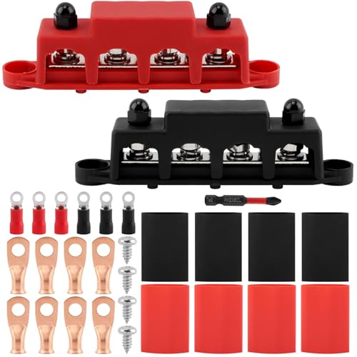 Barre omnibus 12V 250A à 4 voies avec bornier M8 et housse isolée pour votre circuit