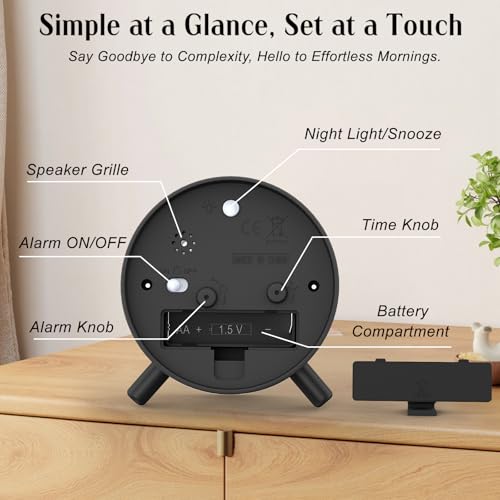 Analog Alarm Clock Night Ligh Battery Operated for Bedroom - Image 2