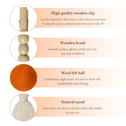 Image of 6 PCS Felt Ball Car Diffuser, Hanging Tassel Diffuser Car Air Freshener Bead Aromatherapy Diffuser, Car Vent Clip Essential Oil Diffuser, Car Interior Decorative Charm (Normal)