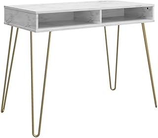 14 Basement Layout Ideas for Efficient Multi Zone Use 96 Novogratz Athena Computer Desk with Storage, White Faux Marble