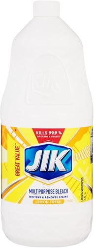 JIK 1.5l Thin Bleach, Stain Removal Liquid, Lemon, Household Cleaning, Whitens & Removes Stains