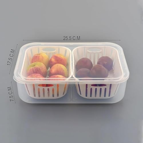 Image of TASMAX Fridge Storage Boxes, Plastic Fridge Containers, Fridge Accessories Items, (FRIDGE CONTAINER 2 GRID)
