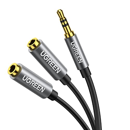 UGREEN Splitter Audio Jack 3.5mm Mâle vers Double Jack Femelle Adaptateur Casque Écouteur Câble Stéréo Compatible avec PC Téléphone Tablette iPod PS4...