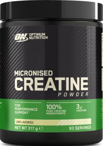 Optimum Nutrition Creatina Monohidrato Micronizada en Polvo, 317g | Sin Sabor, 93 Porciones, Suplemento para Favorece la Fuerza y la Potencia Muscular,Pre y Post-Entrenamiento
